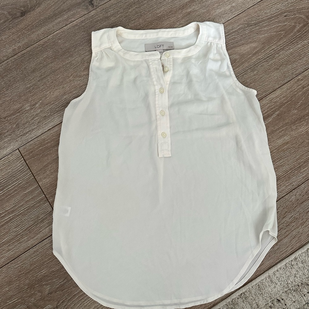 LOFT Ivory Button-Front Tank Top